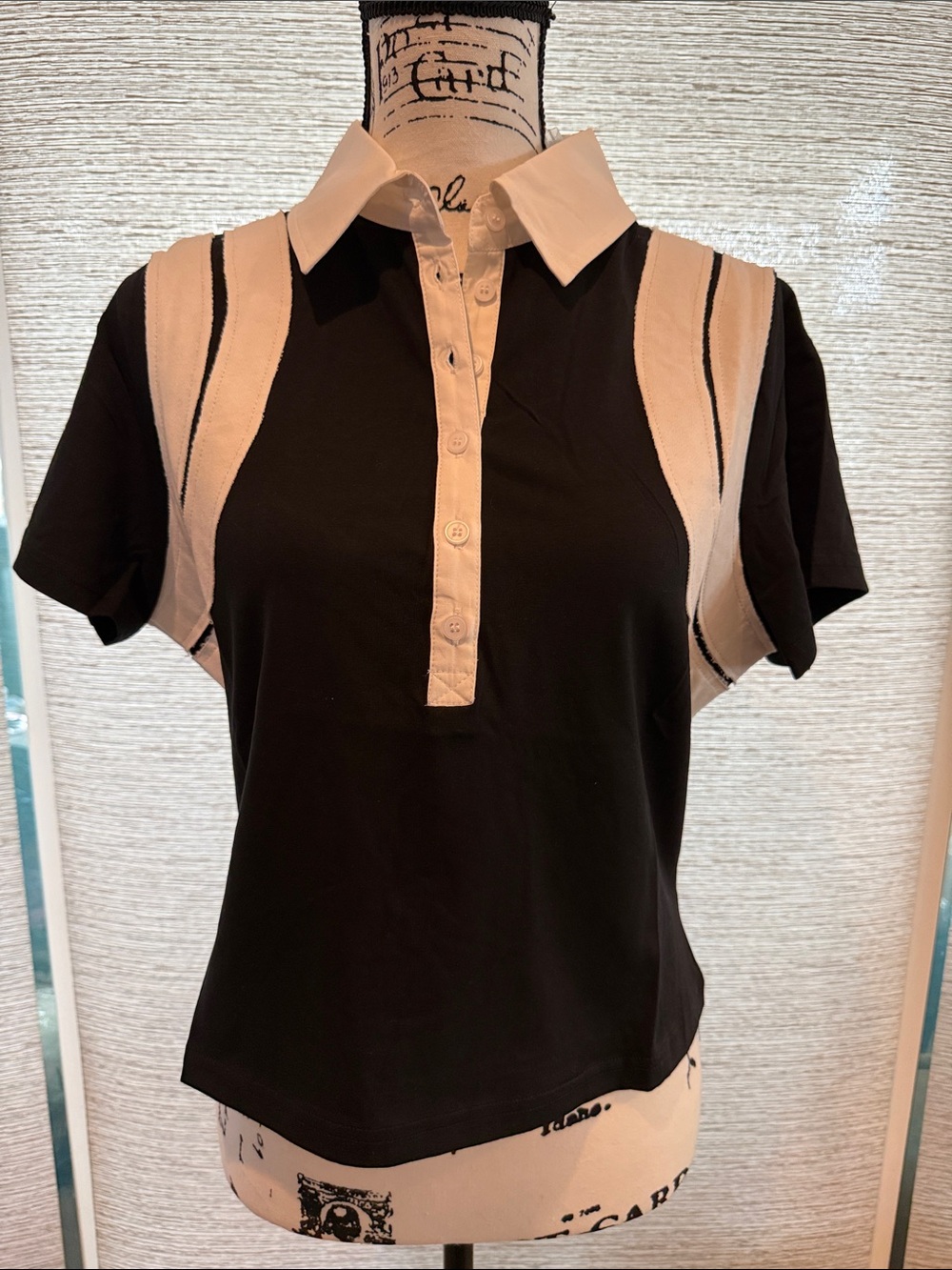 Heyson Contrast Color Block Short Sleeved Button Up Polo Shirt